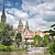 Am Jahnufer, im Hintergrund die Altstadt von Ulm
